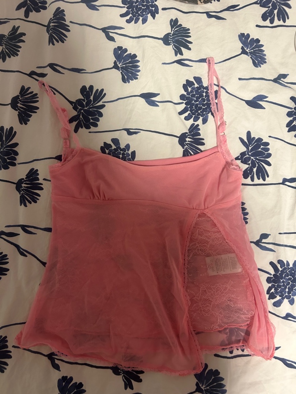 Harlow Pink Sheer Lace-Trim Chemise Camisole